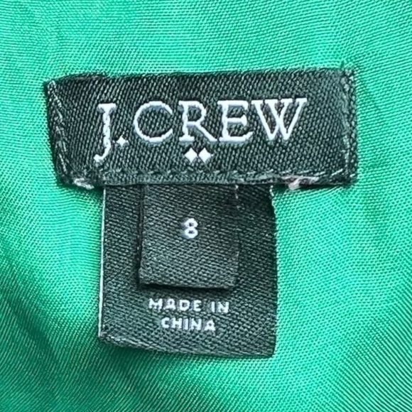 🌻J. Crew Green Diamond Print Long Sleeve Tulip Hem Dress Size 8 - Picture 9 of 10